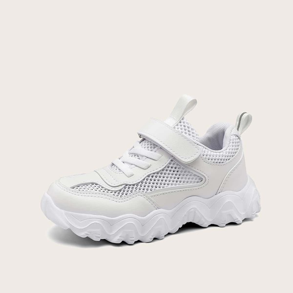 

Boys Mesh Panel Lace-up Front Sneakers, White