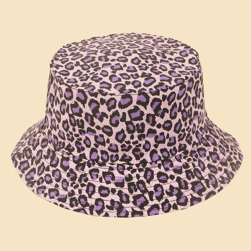 

Leopard Pattern Bucket Hat, Purple