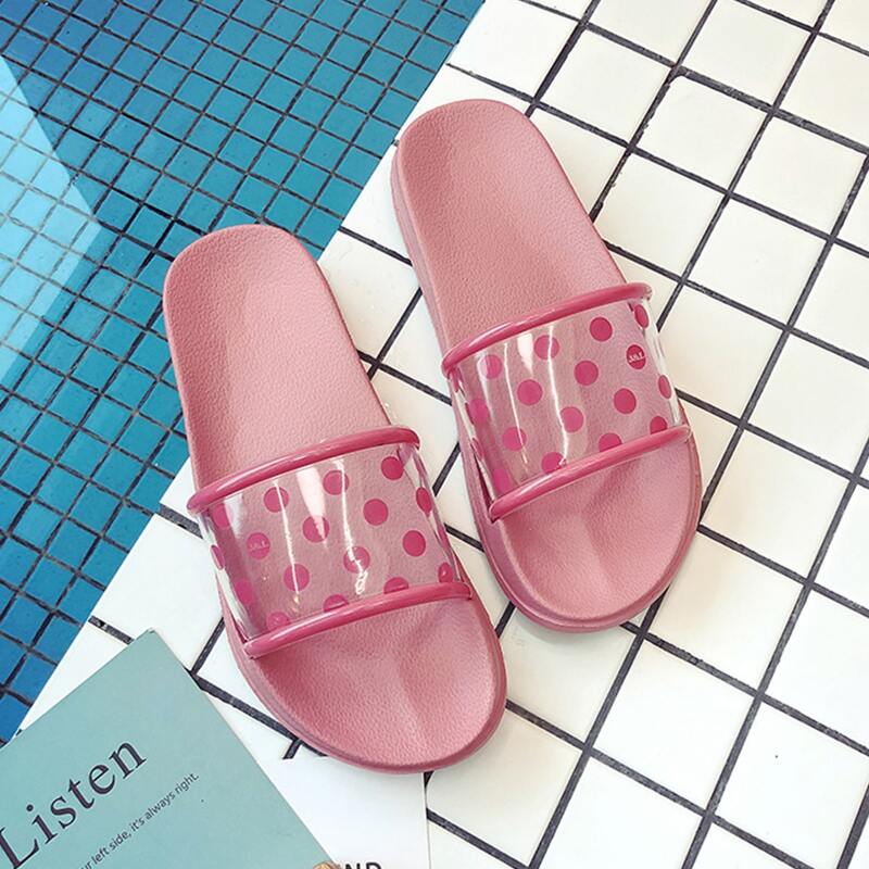 

Polka Dot Clear Slippers, Hot pink