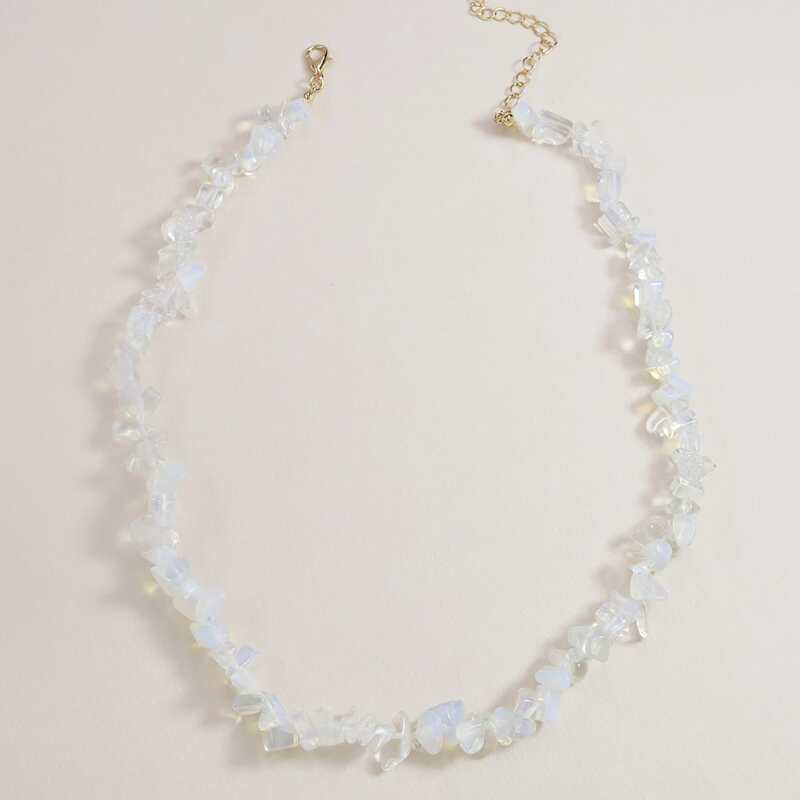 

Natural Stone Decor Necklace, White