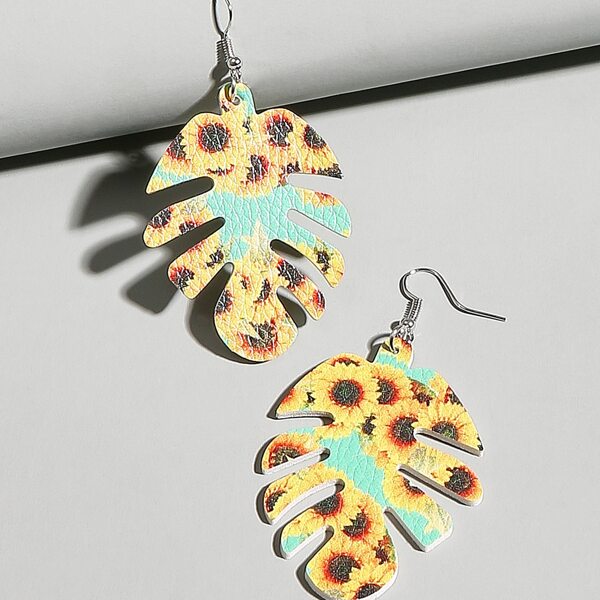 

Leaf Shaped Drop Earrings, Multicolor