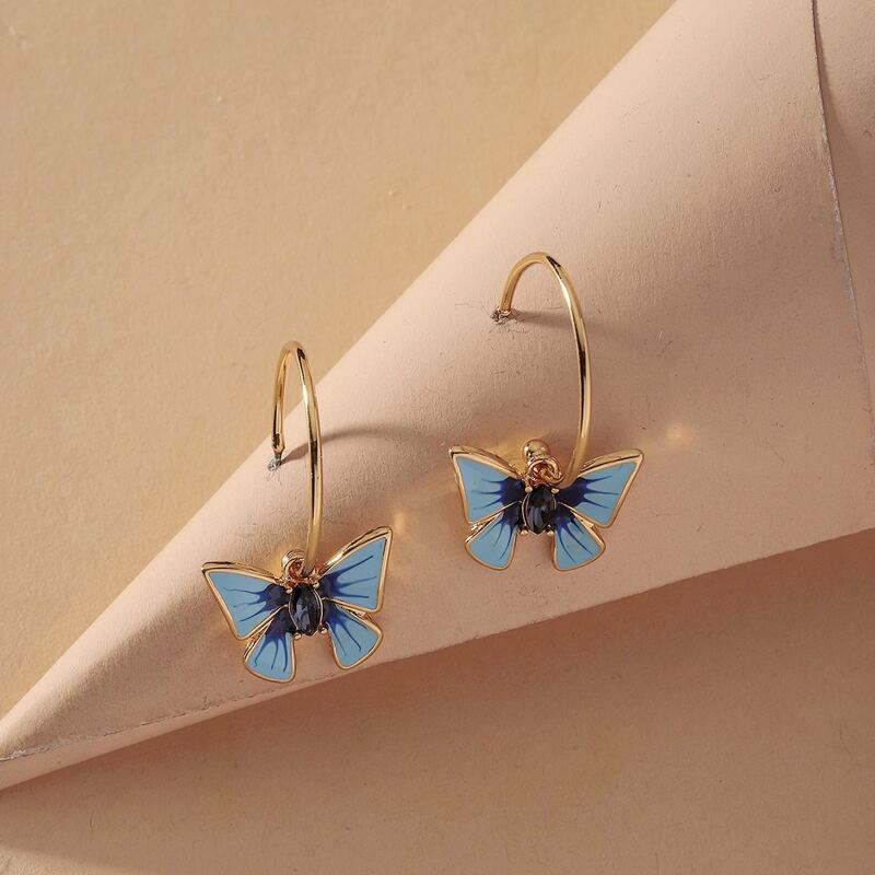 

Butterfly Decor Drop Earrings, Blue