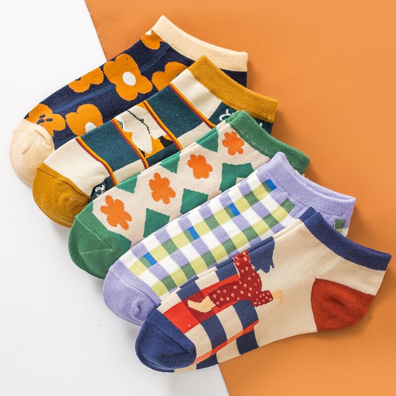 

5pairs Plaid Pattern Socks, Multicolor