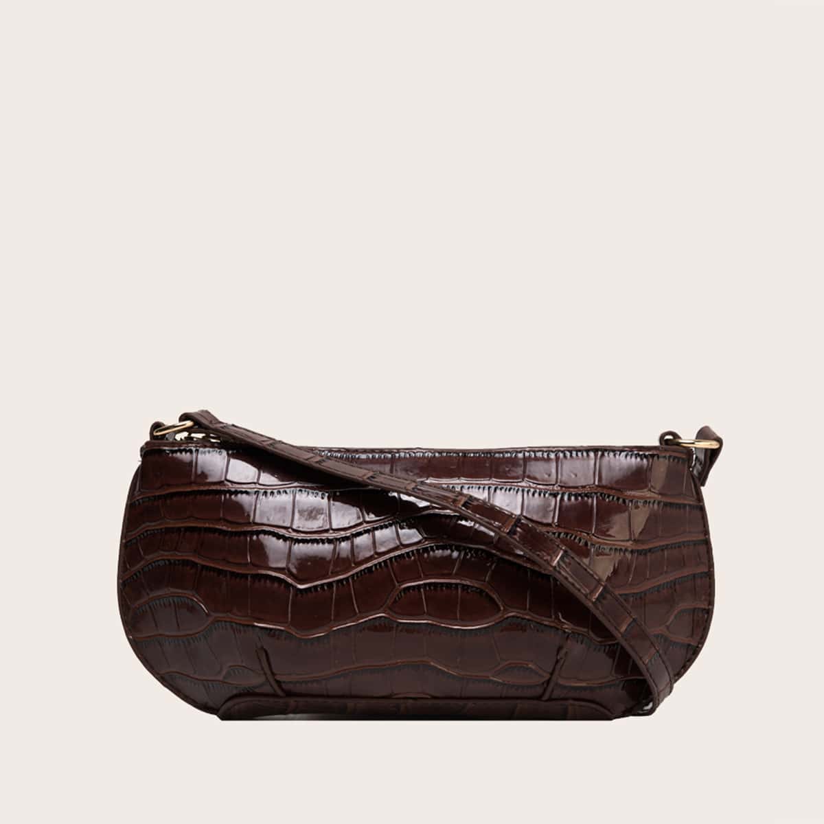 

Croc Embossed Tote Bag, Coffee brown
