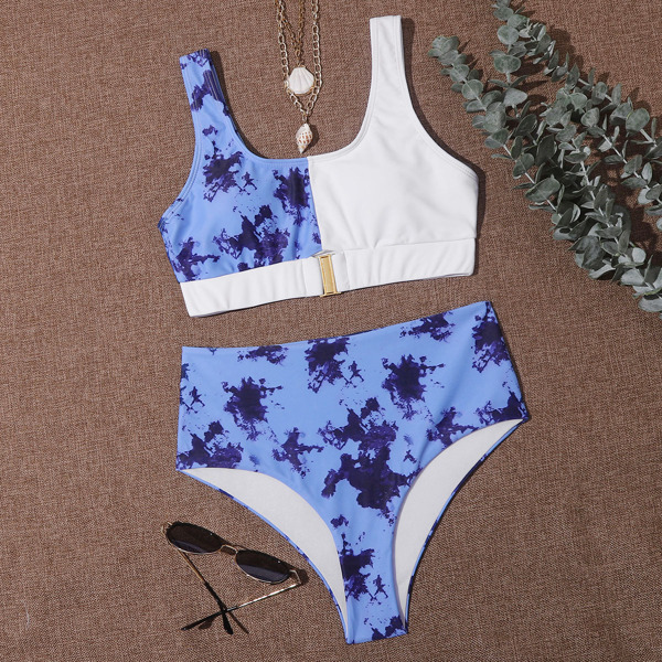 

Tie Dye High Waisted Bikini Swimsuit, Multicolor