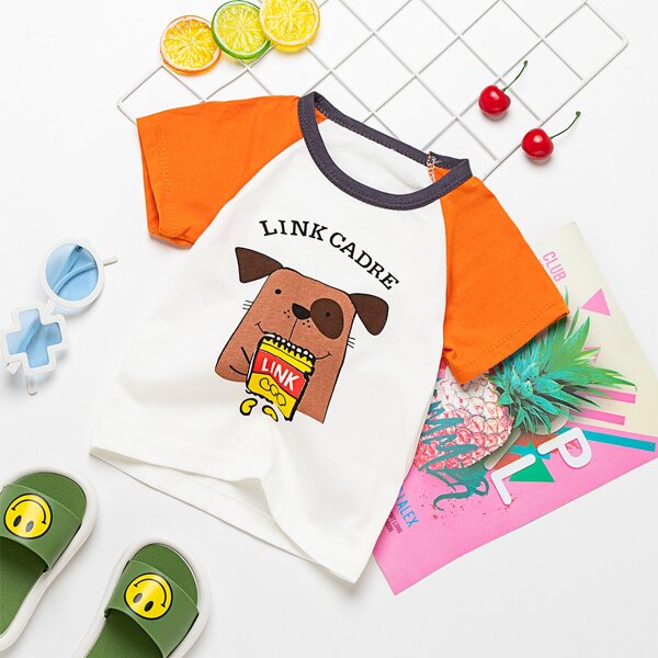 

Toddler Boys Cartoon Dog & Letter Graphic Tee, Multicolor