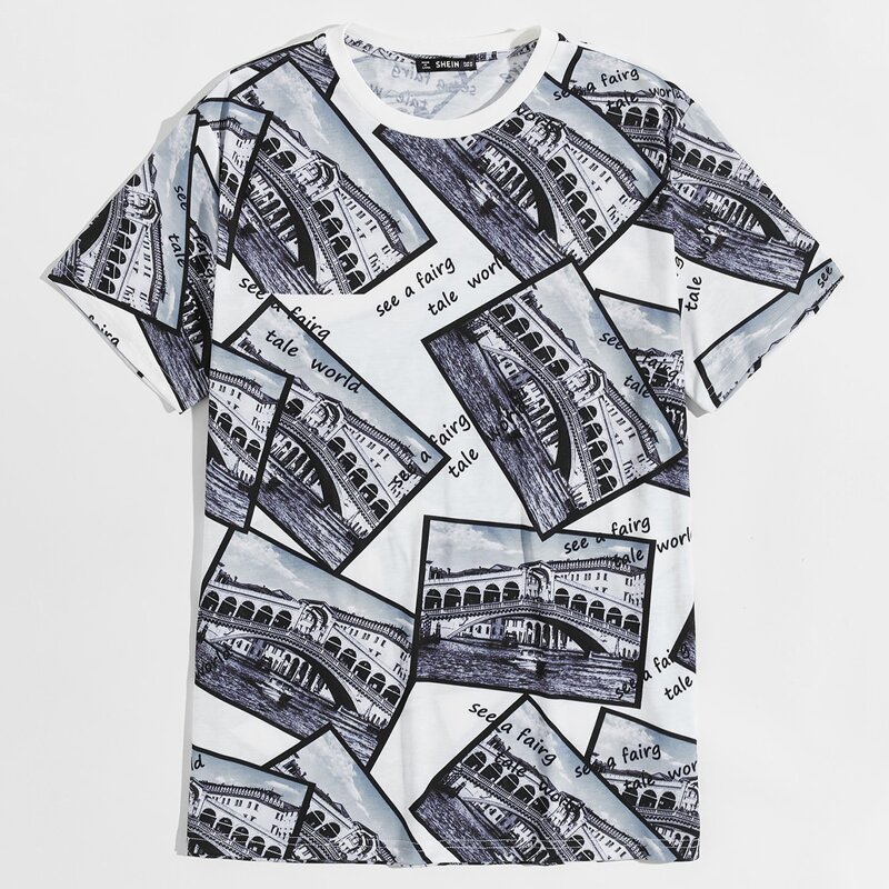 

Guys Letter and Picture Print Tee, Multicolor