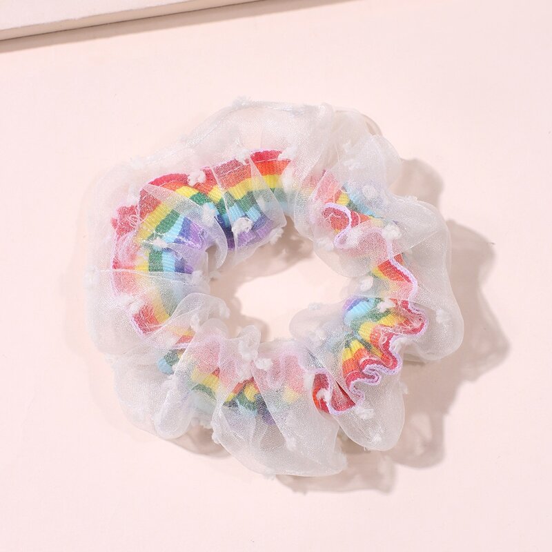 

1pc Rainbow Mesh Scrunchie, Multicolor