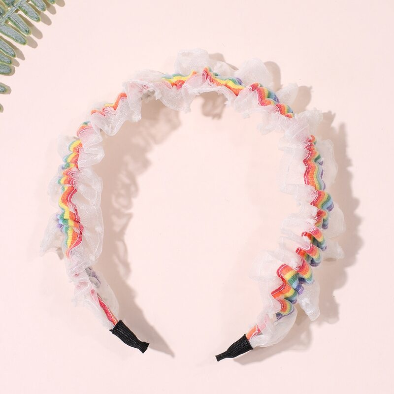 

1pc Rainbow Mesh Hair Hoop, Multicolor