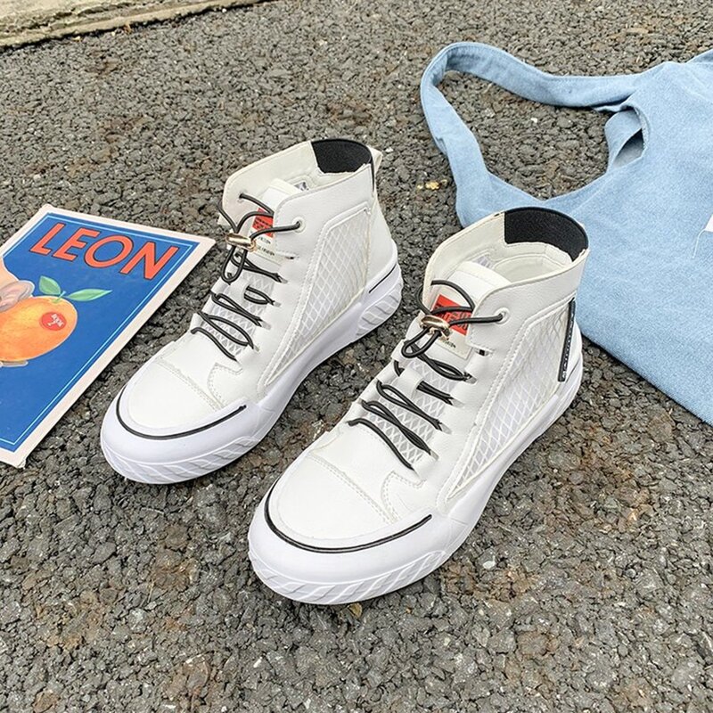

Lace-up High Top Sneakers, White