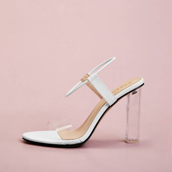 

Прозрачные туфли с массивным каблуком, Белый