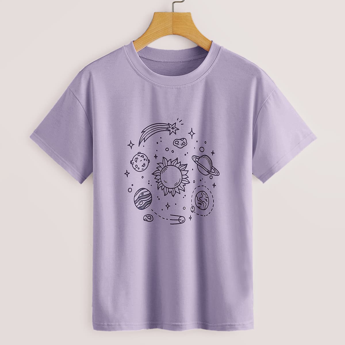 

Cartoon Graphic Purple Tee