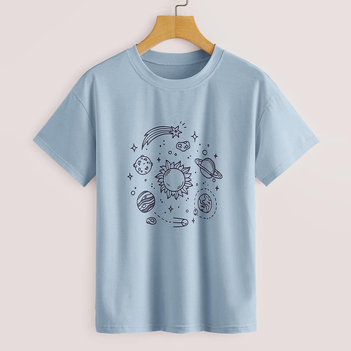 

Cartoon Graphic Blue Tee