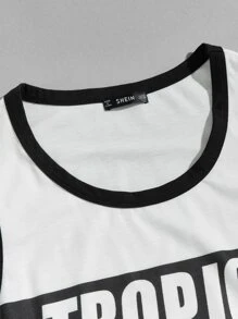 Manfinity Chillmode Men Tropical Vibes Graphic Tank Top - White - View 4