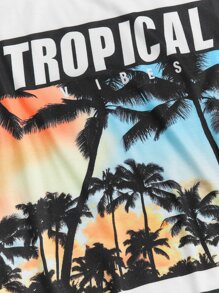 Manfinity Chillmode Men Tropical Vibes Graphic Tank Top - White - View 5