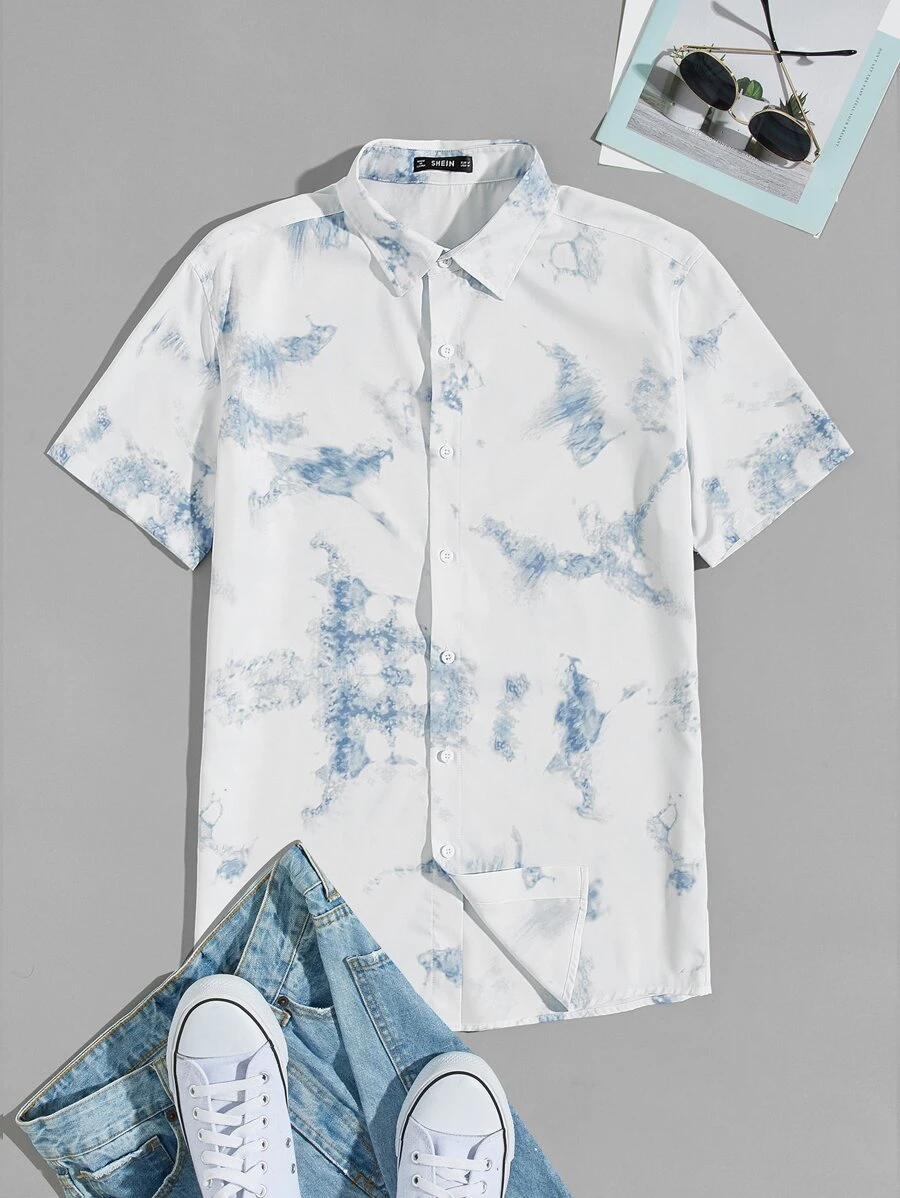 Manfinity Men Marble Print Shirt - White - View 1