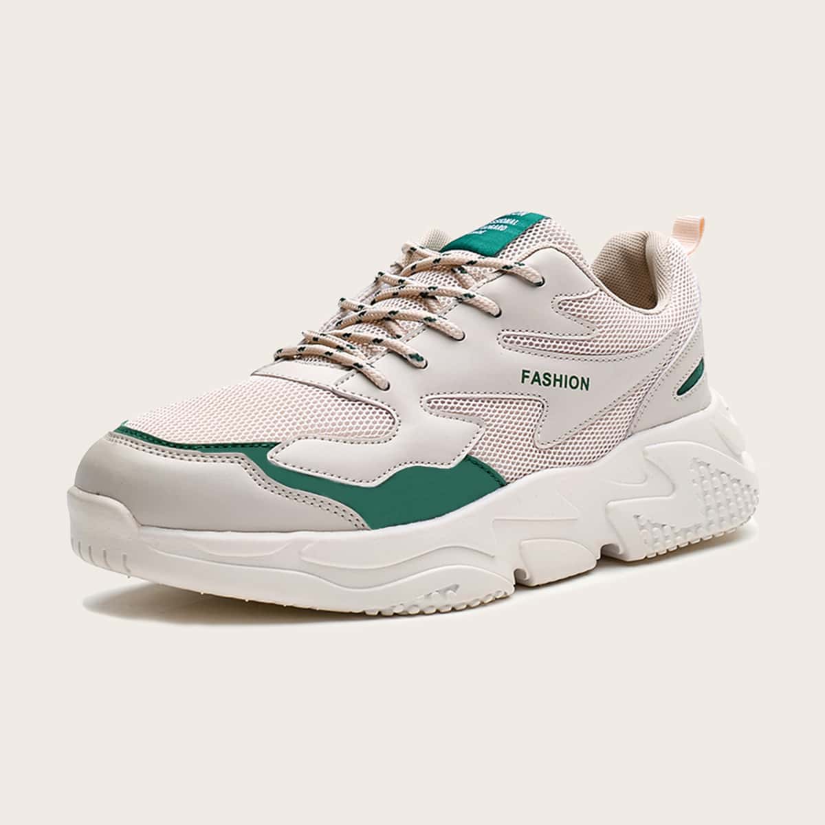 

Guys Lace-up Front Mesh Panel Sneakers, Beige