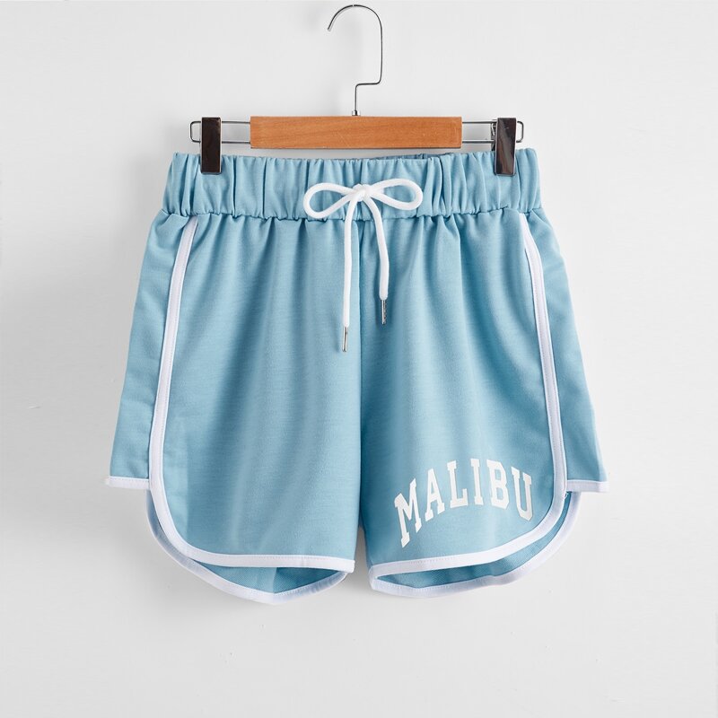 

Letter Graphic Dolphin Shorts, Blue