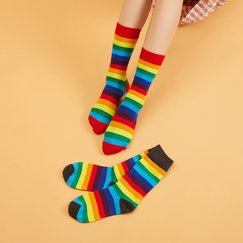

Rainbow Striped Socks, Multicolor