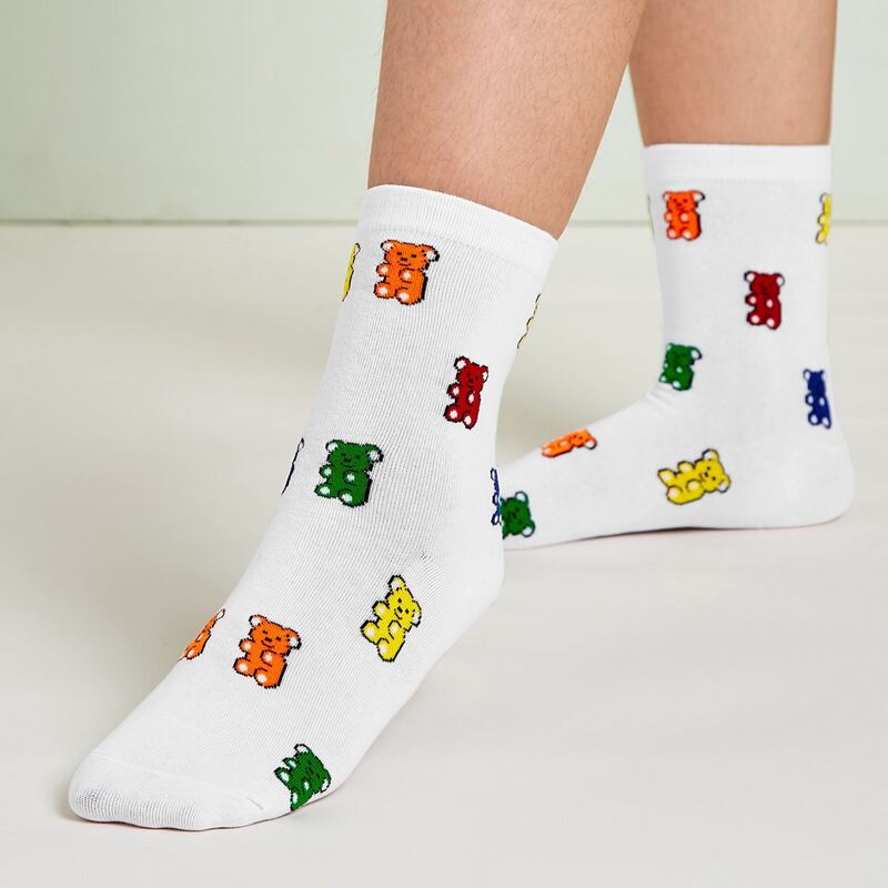 

Bear Pattern Socks, White