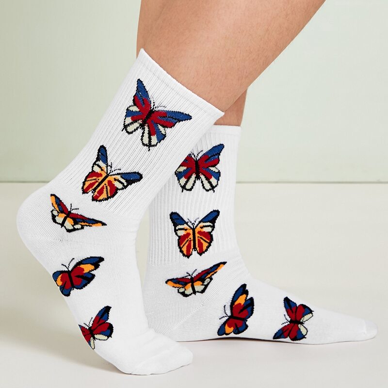 

Butterfly Pattern Socks, White