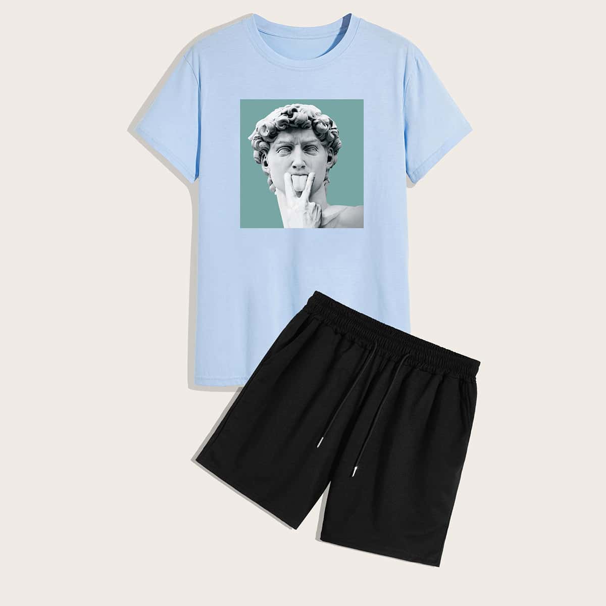 

Guys Figure Graphic Tee & Drawstring Shorts, Multicolor