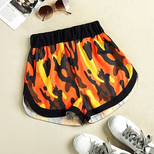 

Camo Print Track Shorts, Multicolor