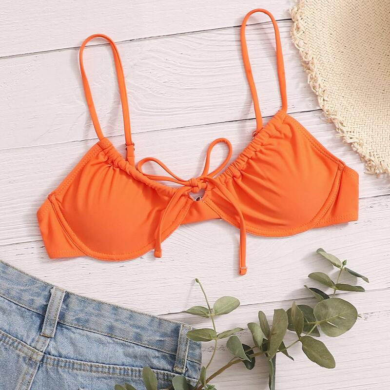 

Tie Front Underwire Bikini Top, Orange