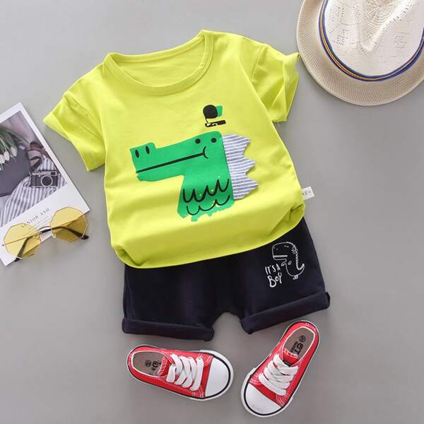 

Toddler Boys Cartoon Dinosaur Tee & Shorts, Multicolor