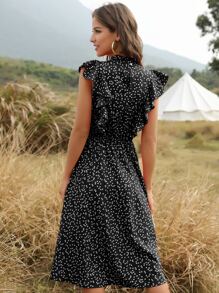 SHEIN Holidaya Đầm Nút Tim màu đen Boho - màu đen - Xem 2