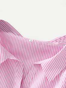 Camisa de manga fruncido de rayas - Rosa Pálido - Ver 3