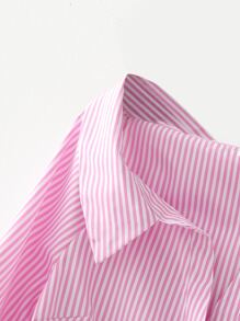 Camisa de manga fruncido de rayas - Rosa Pálido - Ver 5