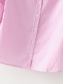 Camisa de manga fruncido de rayas - Rosa Pálido - Ver 6