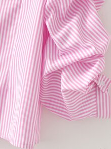 Camisa de manga fruncido de rayas - Rosa Pálido - Ver 7