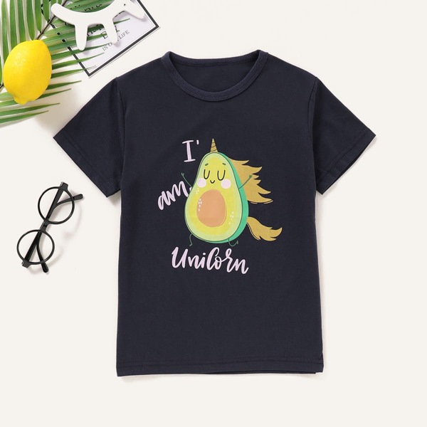 

Boys Avocado & Slogan Graphic Tee, Black