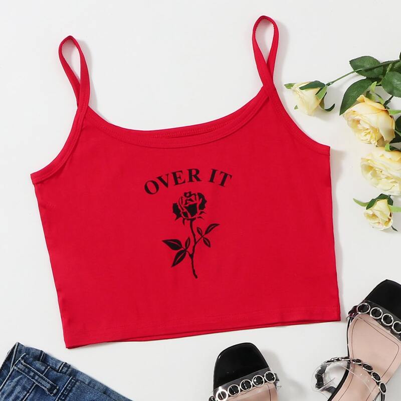 

Rose Graphic Cami, Red