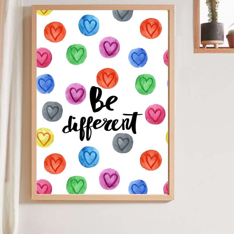 

1pc Heart & Slogan Graphic Wall Print Without Frame, Multicolor