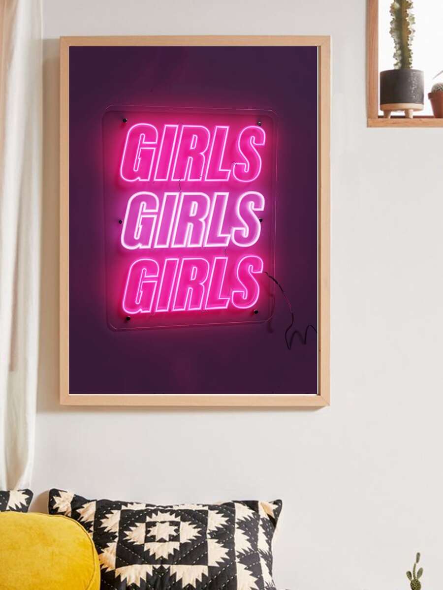 1pc Letter Graphic Wall Print Without Frame - Multicolor - View 1