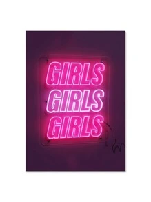 1pc Letter Graphic Wall Print Without Frame - Multicolor - View 2