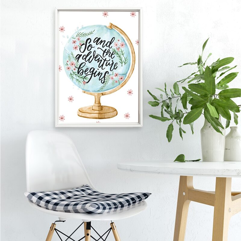 

1pc Flower & Letter Graphic Wall Print Without Frame, Multicolor