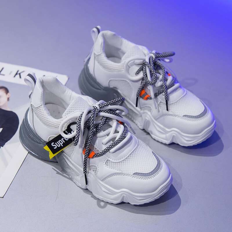 

Lace-up Chunky Sneakers, White