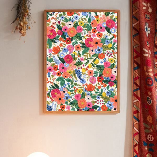 

1pc Flower Pattern Wall Print Without Frame, Multicolor
