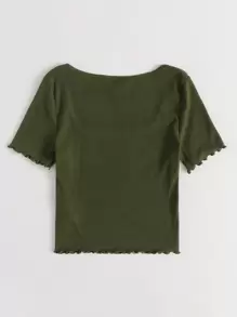 SHEIN Essnce Top corto tejido de canalé ribete en forma de lechuga