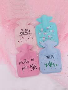 QYeah 1pc Rabbit Plush Water Injection Warm Water Bag, Water Filling Hot Water Bag For Travel, Winter Hand Warmer - Multicolor - View 5