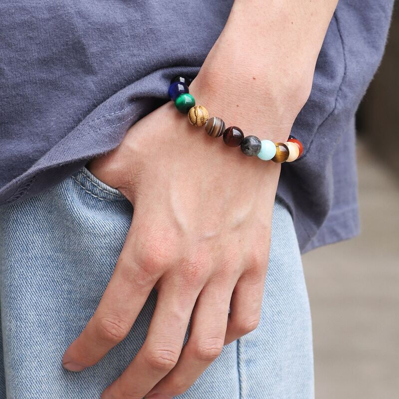 

Guys Colorful Beaded Bracelet, Multicolor