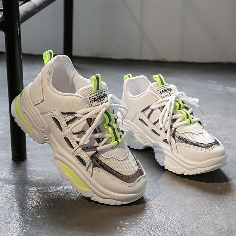 

Lace-up Chunky Sneakers, White