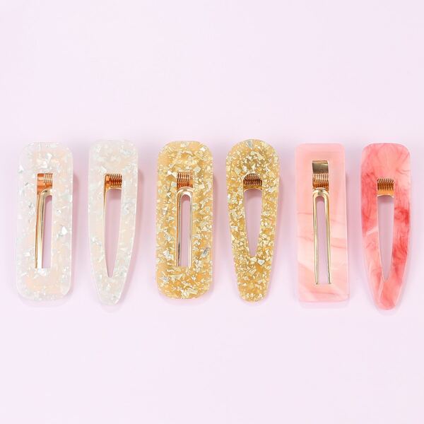 

6pcs Geometric Hair Clip, Multicolor