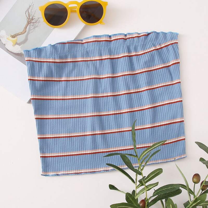 

Striped Tube Top, Blue