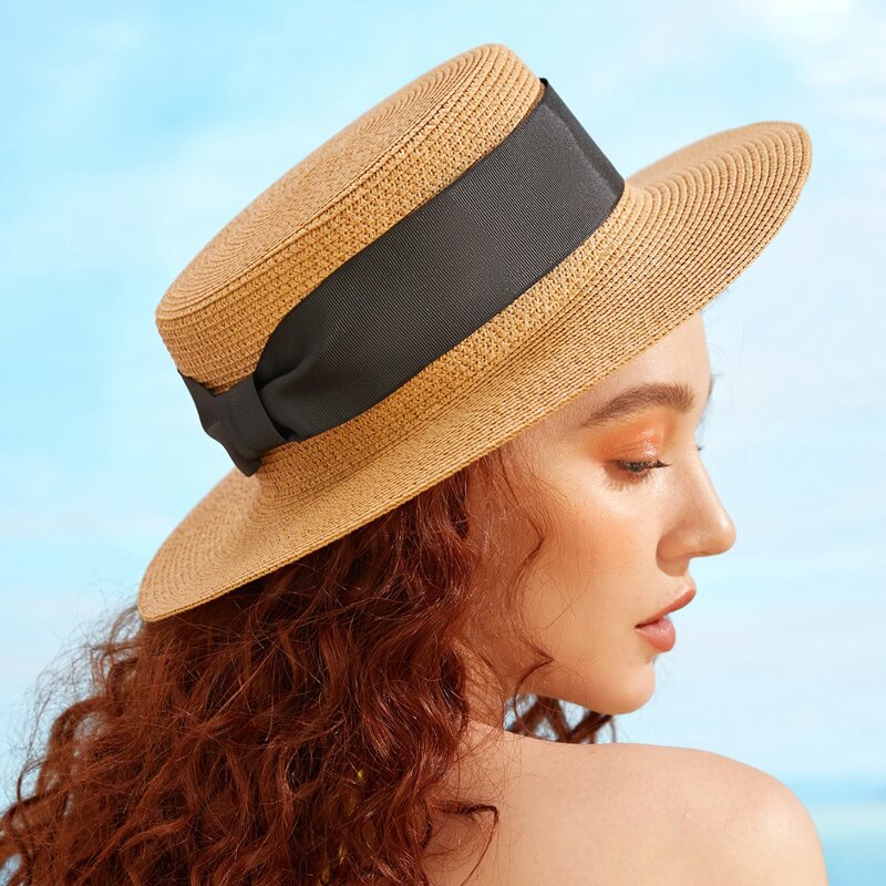 

Bow Knot Decor Straw Hat, Khaki