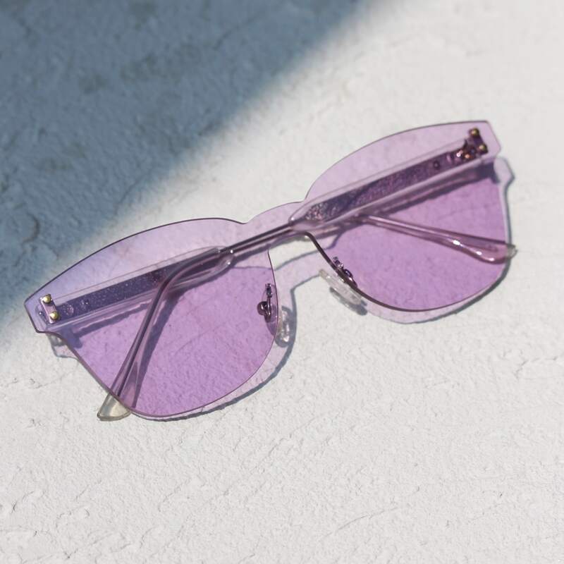 

Clear Frame Cat Eye Sunglasses, Purple